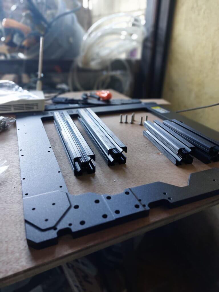 Prusa 3D printer kit partially assembled in Guatemala.